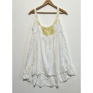 Lilka Women Medium White Yellow Embroidered Dress Anthropologie Cottagecore Boho